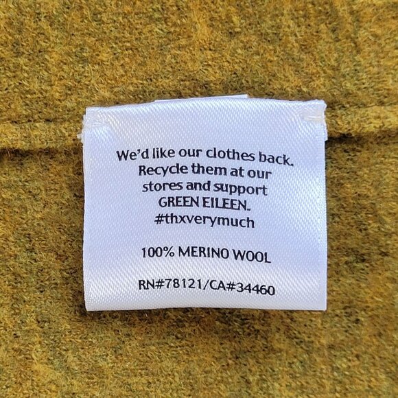 Eileen Fisher  Merino Wool Open Front Cardigan Jacket Womens Sz S Mustard Yellow - Picture 5 of 6